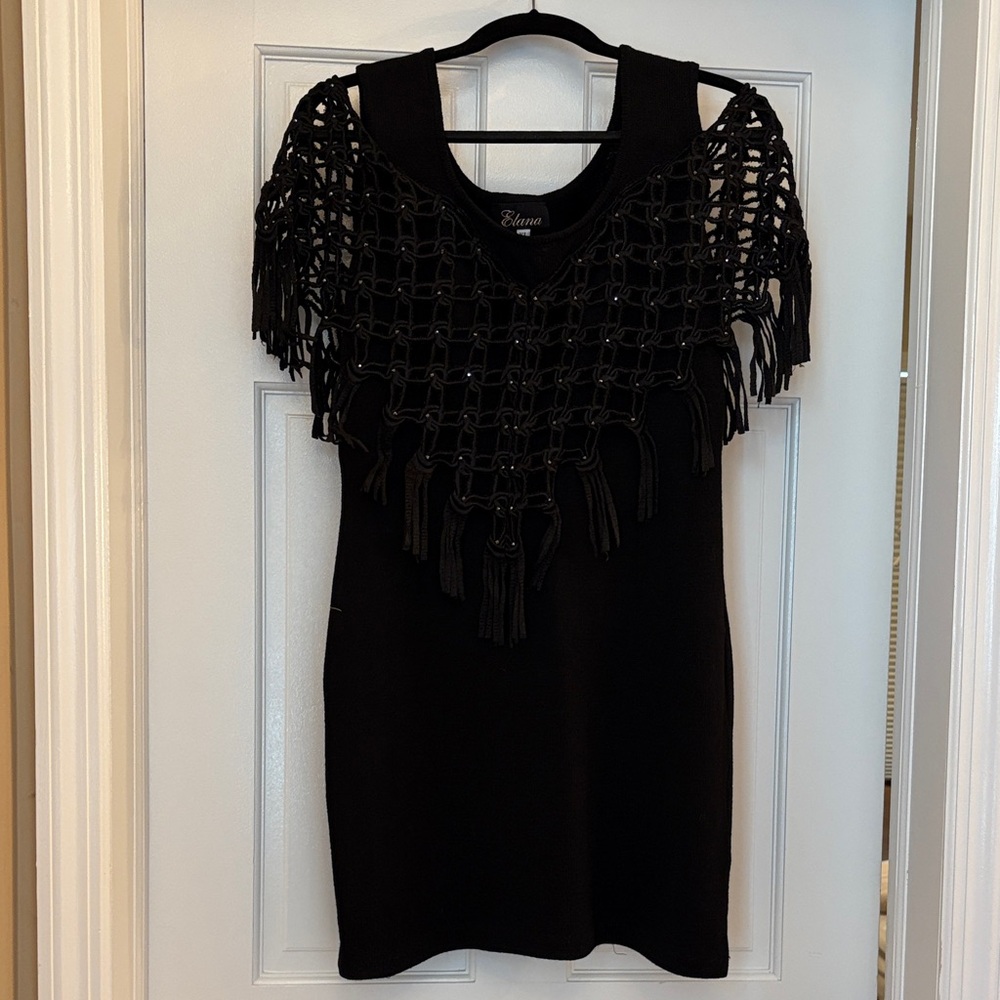 Elana Black Textured Knit Dress